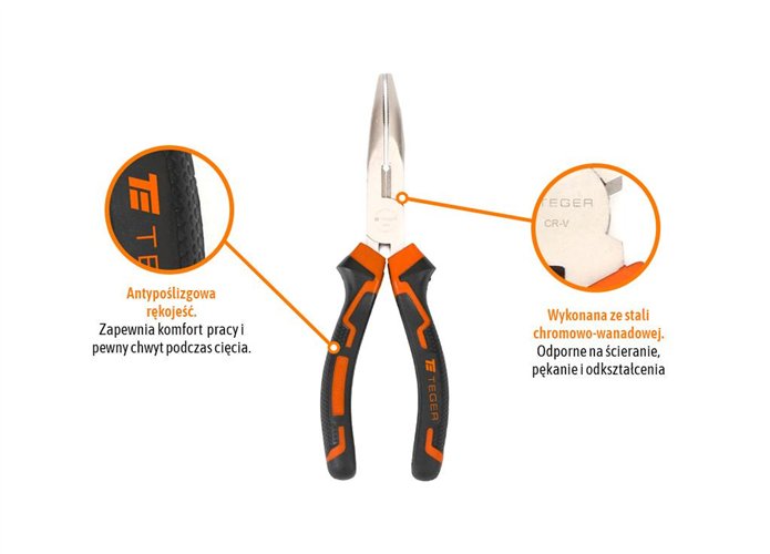 Szczypce wydłużone - odgięte 160 mm / TEGER