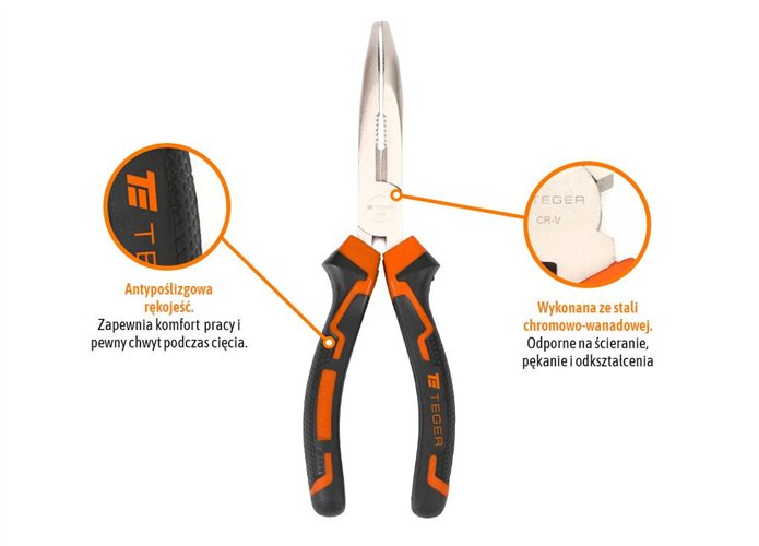 Szczypce wydłużone - odgięte 200 mm / TEGER