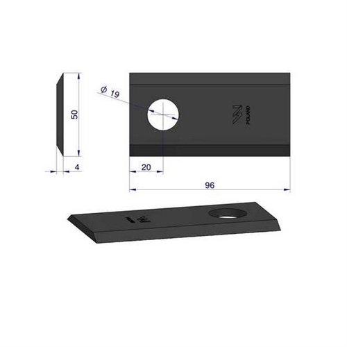 Nóż. nożyk kosiarka 96X50X4mm otwór 19 zastosowanie 434994 Pottinger WARYŃSKI ( sprzedawane po 25 )