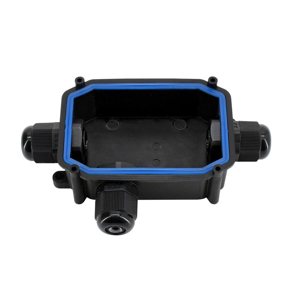 Uniwersalna hermetyczna prostokątna puszka łączeniowa z dławicami x3 IP66