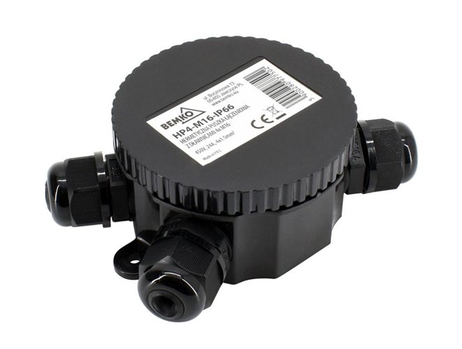 Uniwersalna hermetyczna okrągła zakręcana puszka łączeniowa z dławicami x4 IP66