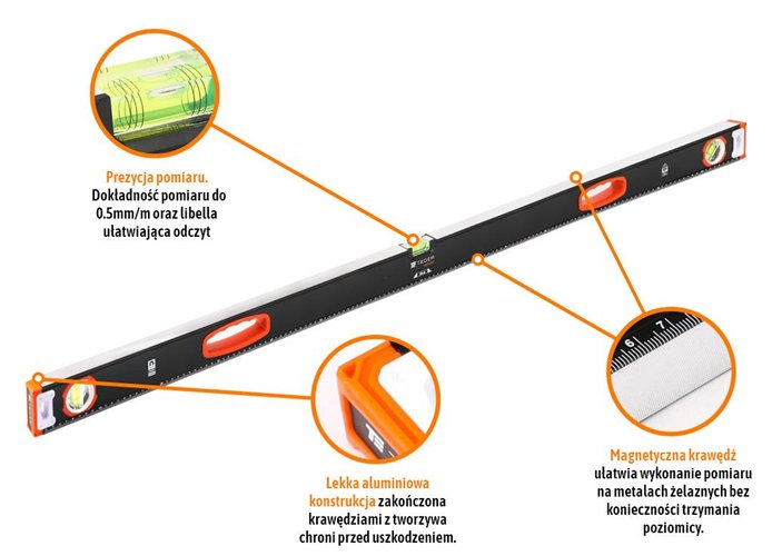 Poziomnica aluminiowa/magnetyczna 150 cm Extreme / TEGER