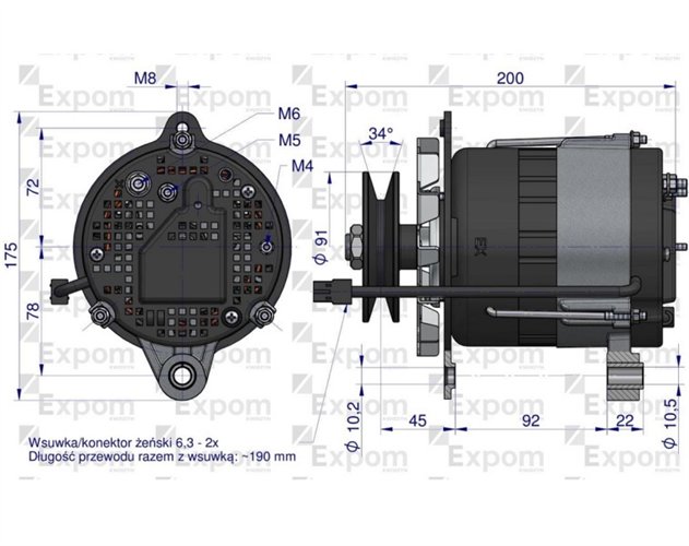 Alternator MTZ 72A Z PRZEWODEM EXPOM KWIDZYN eu