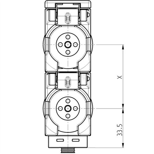 Ociekacz oleju, podwójny, żółty/czerwony rozstaw 82 mm 45°