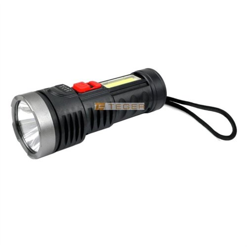 Latarka uniwersalna obudowa z ABS diody LED XPE COB 250 lm z funkcją warsztatową ładowana USB Teger