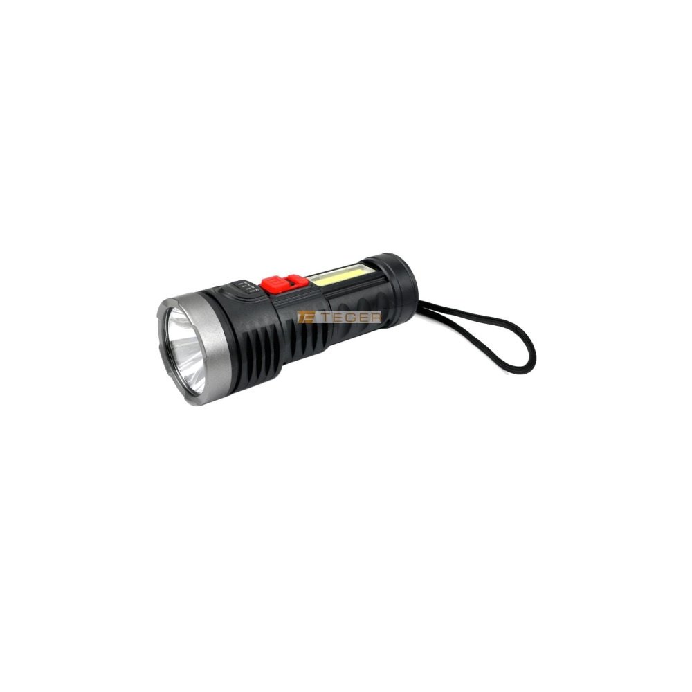 Latarka uniwersalna obudowa z ABS diody LED XPE COB 250 lm z funkcją warsztatową ładowana USB Teger