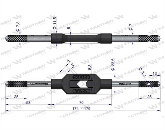 Uchwyt do gwintowników ręcznych M1-M10 Waryński