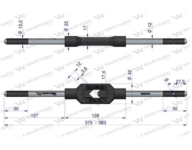 Uchwyt do gwintowników ręcznych M5-M20 Waryński
