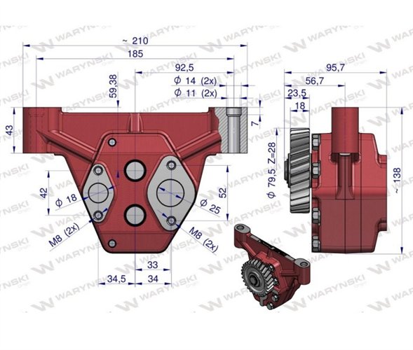 Pompa olejowa silnika do ursusa C-385 4-cyl 83007019 Waryński