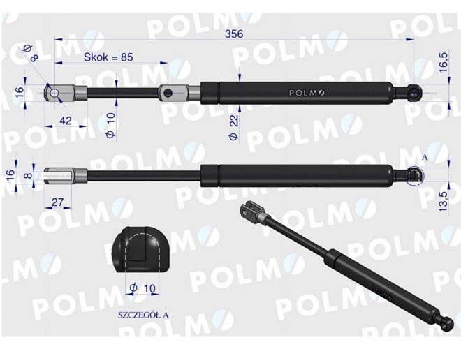 Siłownik podnoszenia maski John Deere AL77767 POLMO