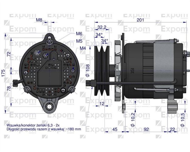 Alternator MTZ 80A z przewodem EXPOM KWIDZYN eu