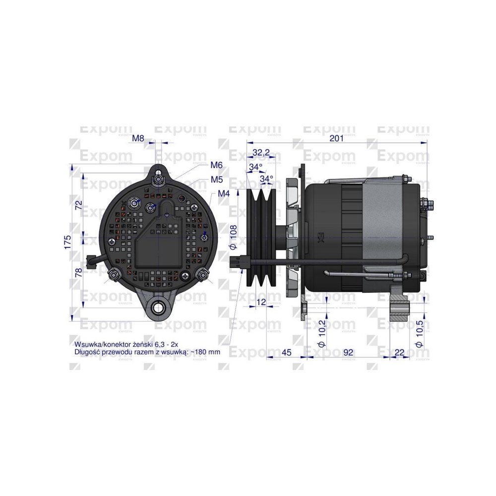 Alternator MTZ 80A z przewodem EXPOM KWIDZYN eu