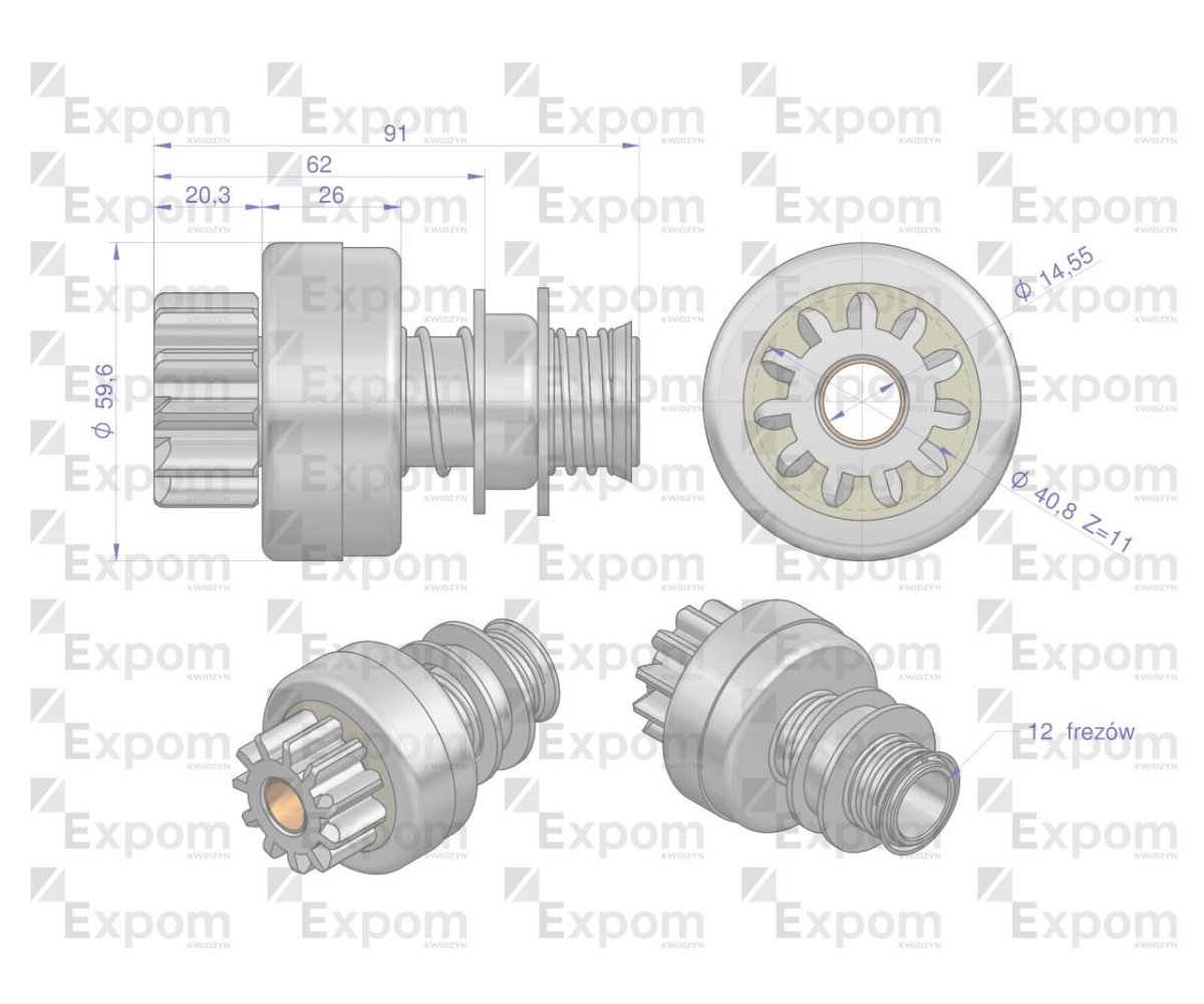 Zespół sprzęgający rozrusznika 93.2208EX (rozrusznik Magneton) EXPOM KWIDZYN eu