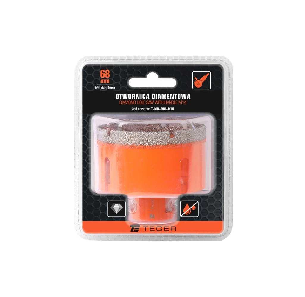Otwornica diamentowa z uchwytem M14/68 mm / TEGER