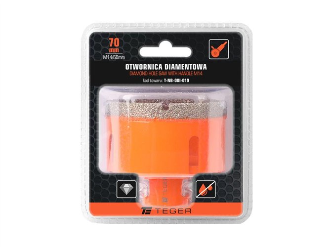 Otwornica diamentowa z uchwytem M14/70 mm / TEGER