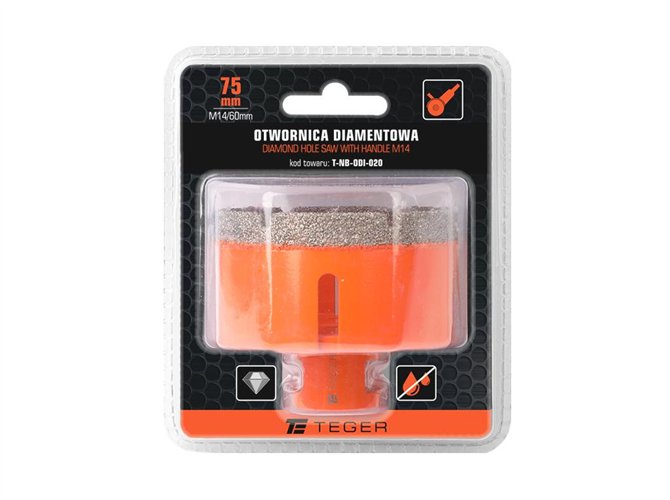 Otwornica diamentowa z uchwytem M14/75 mm / TEGER