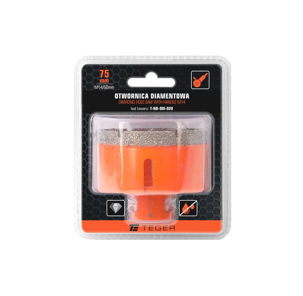 Otwornica diamentowa z uchwytem M14/75 mm / TEGER