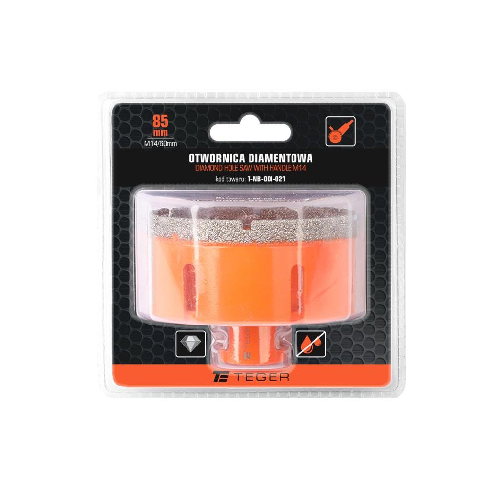 Otwornica diamentowa z uchwytem M14/85 mm / TEGER