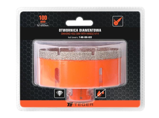 Otwornica diamentowa z uchwytem M14/100 mm / TEGER