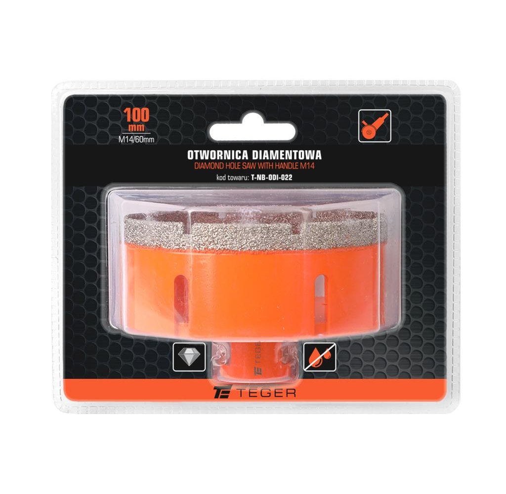 Otwornica diamentowa z uchwytem M14/100 mm / TEGER