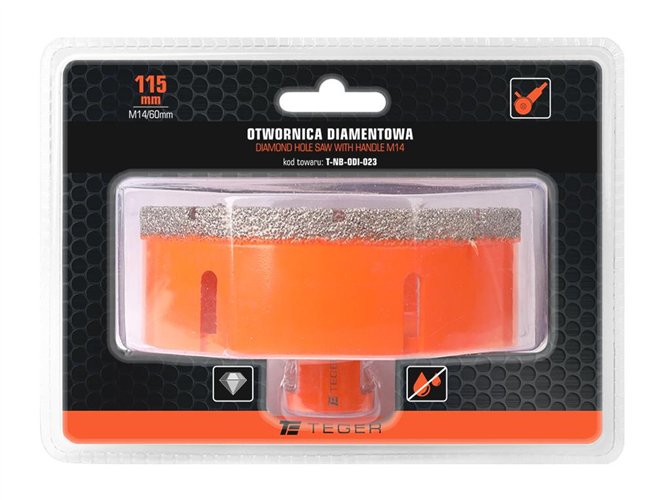 Otwornica diamentowa z uchwytem M14/115 mm / TEGER