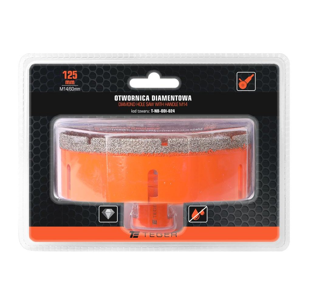 Otwornica diamentowa z uchwytem M14/125 mm / TEGER
