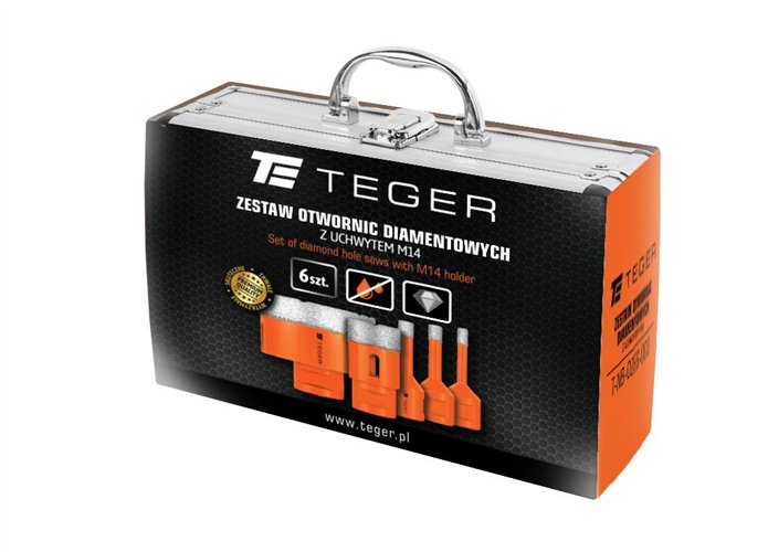 Zestaw otwornic diamentowych z uchwytem M14 6-38mm 6szt. / TEGER