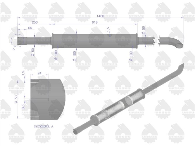 Tłumik 1460mm 5.6kg MF3 ORYGINAŁ URSUS