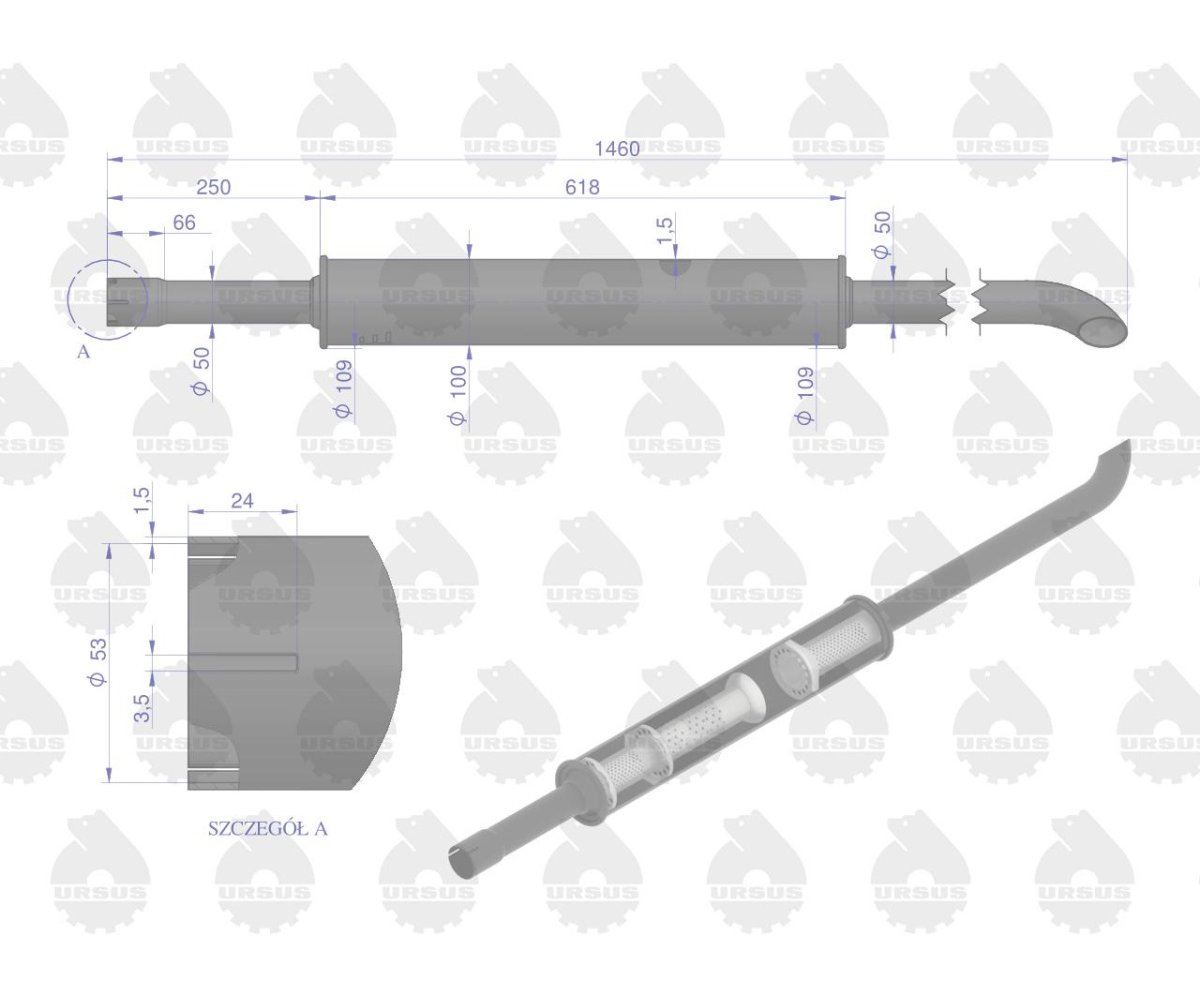 Tłumik 1460mm 5.6kg MF3 ORYGINAŁ URSUS