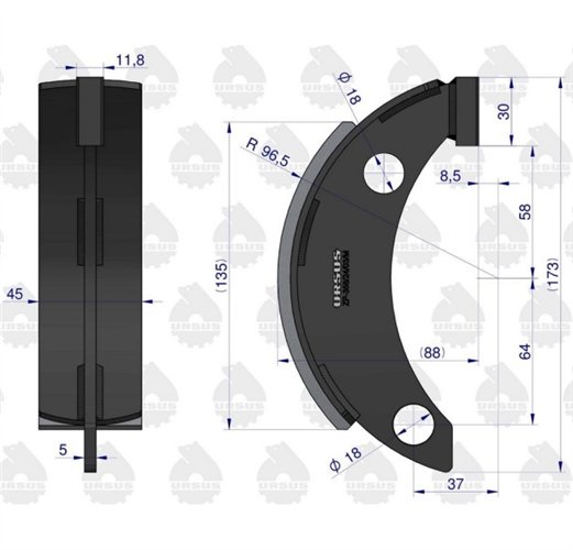 Szczęka hamulcowa ( Krótka klejona ) C-330 ORYGINAŁ URSUS