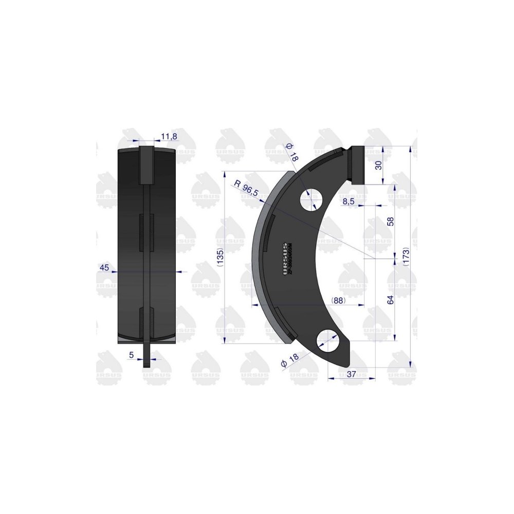 Szczęka hamulcowa ( Krótka klejona ) C-330 ORYGINAŁ URSUS