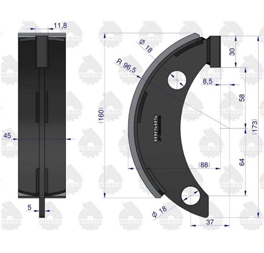Szczęka hamulcowa ( Długa klejona ) C-330 ORYGINAŁ URSUS