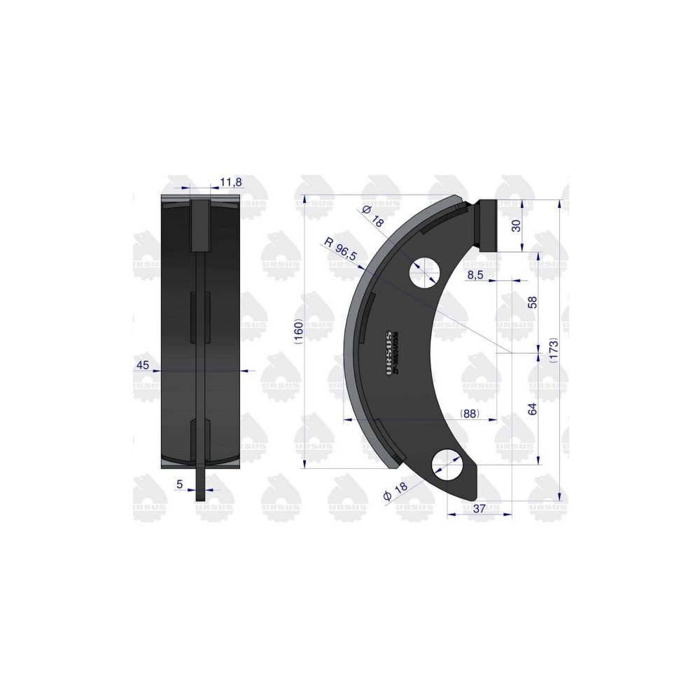 Szczęka hamulcowa ( Długa klejona ) C-330 ORYGINAŁ URSUS