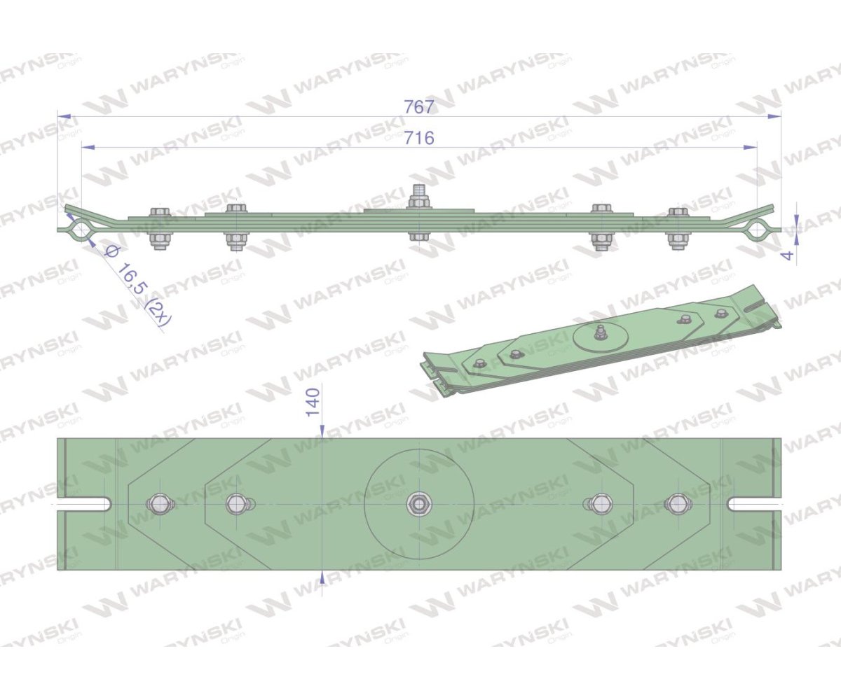 Resor zabezpieczający kpl. 5 piór z oczkami przetłoczonymi zastosowanie 050706 WARYŃSKI