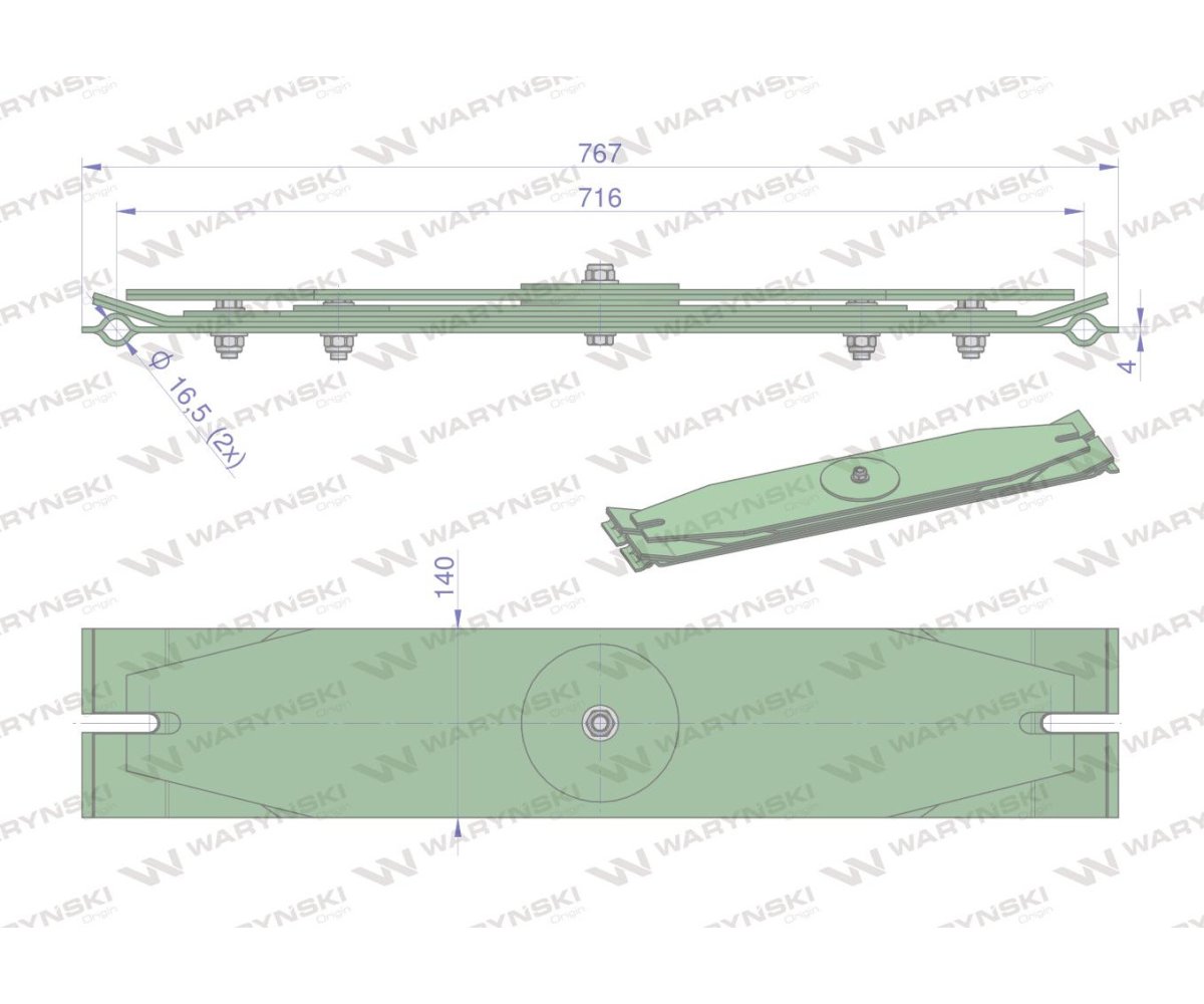 Resor zabezpieczający kpl. 7 piór z oczkami przetłoczonymi ze wzmocnieniem zastosowanie 060703 WARYŃSKI