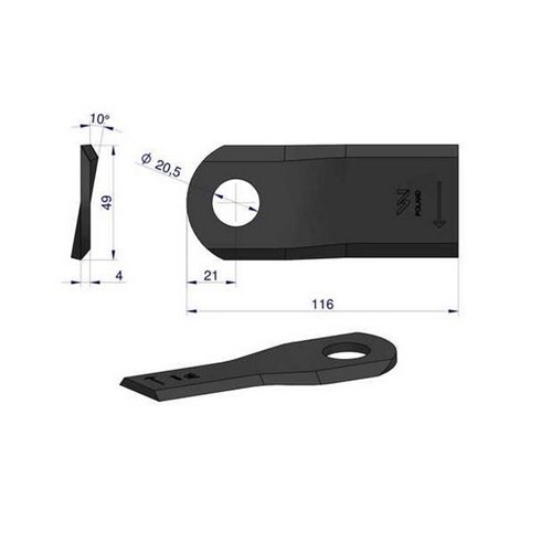 Nóż. nożyk kosiarka prawy 116x48x4mm otwór 20.5 zastosowanie 6804720 Kuhn WARYŃSKI ( sprzedawane po 25 )