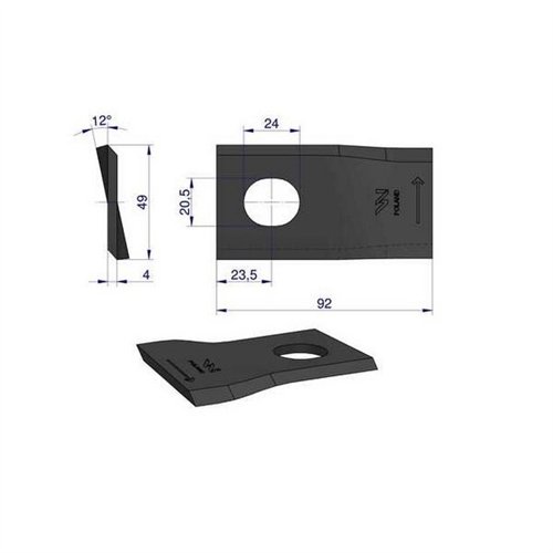 Nóż. nożyk kosiarka lewy 92x48x4mm otwór 20x24 zastosowanie 13800021 JF-Stoll WARYŃSKI ( sprzedawane po 25 )