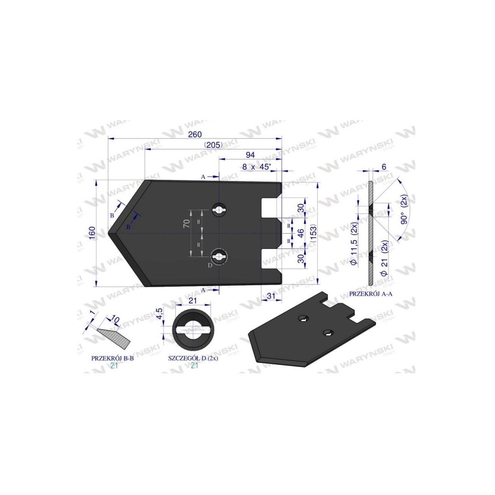 Lemiesz, listwowy środkowy, zastosowanie Grimme, Waryński