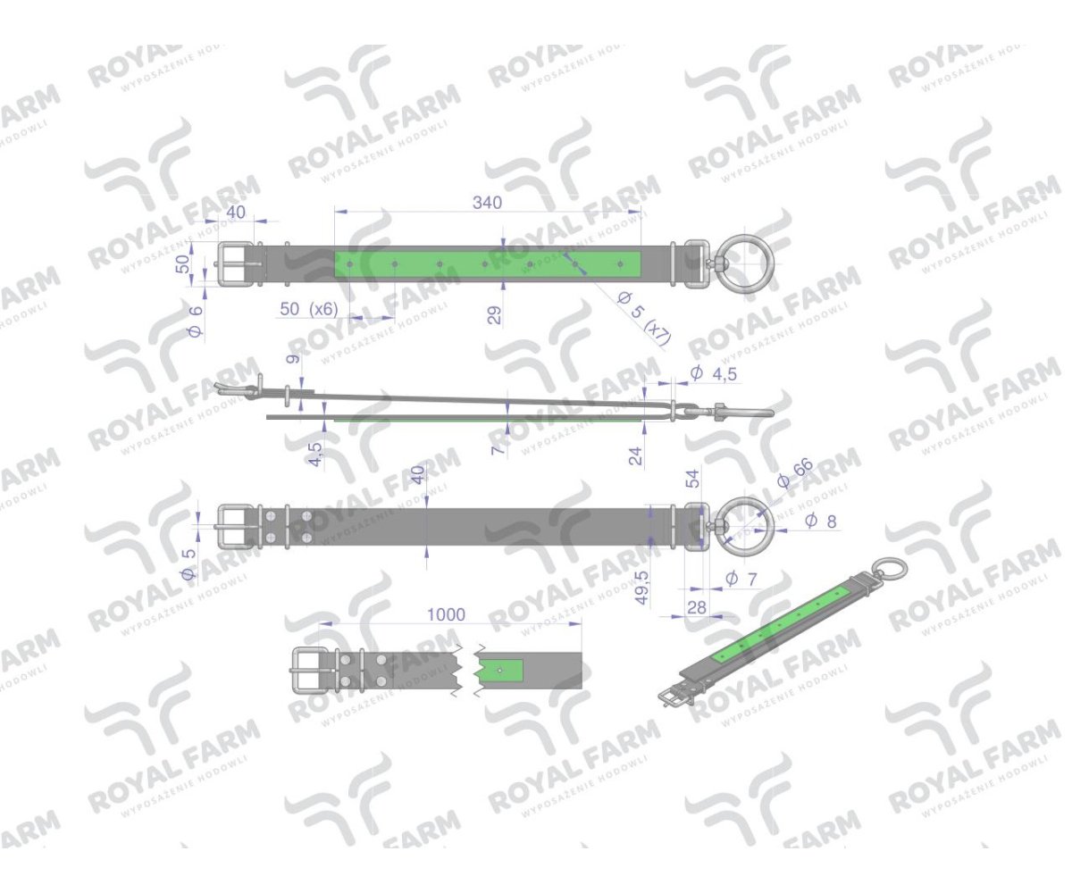 Obroża, 100 cm x 4 cm z okrętką 8 mm, Royal Farm