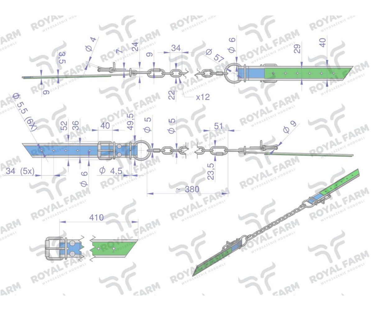 Poskrom, dwa pasy z łańcuchem, Royal Farm