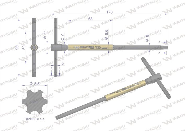 Klucz T ze spinnerem TORX T30 Waryński