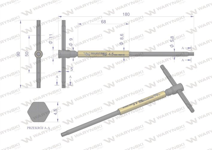 Klucz T ze spinnerem HEX 4.5 mm Waryński