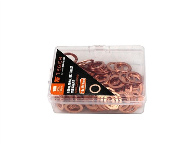 Podkładka. uszczelka miedziana 12x18x1 TEGER ( sprzedawane po 100 )