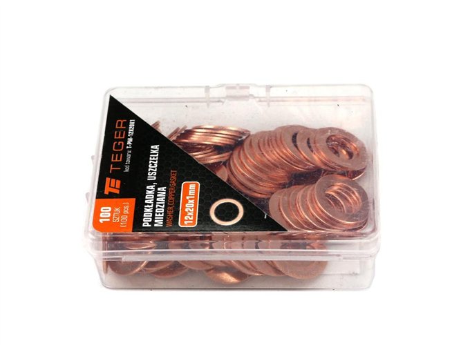Podkładka. uszczelka miedziana 12x20x1 TEGER ( sprzedawane po 100 )