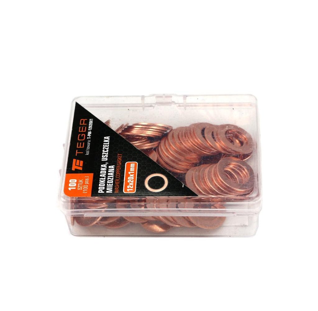 Podkładka. uszczelka miedziana 12x20x1 TEGER ( sprzedawane po 100 )