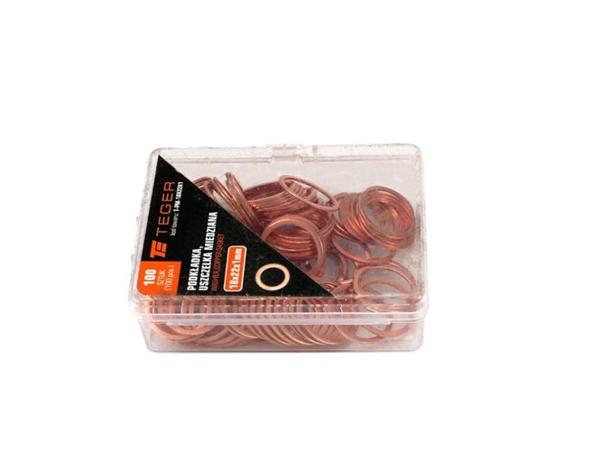 Podkładka. uszczelka miedziana 18x22x1 TEGER ( sprzedawane po 100 )