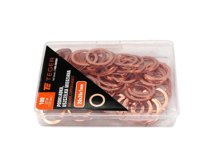 Podkładka. uszczelka miedziana 20x26x1 TEGER ( sprzedawane po 100 )