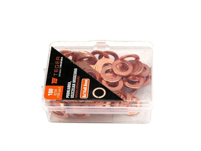 Podkładka. uszczelka miedziana 8x14x0.8 TEGER ( sprzedawane po 100 )