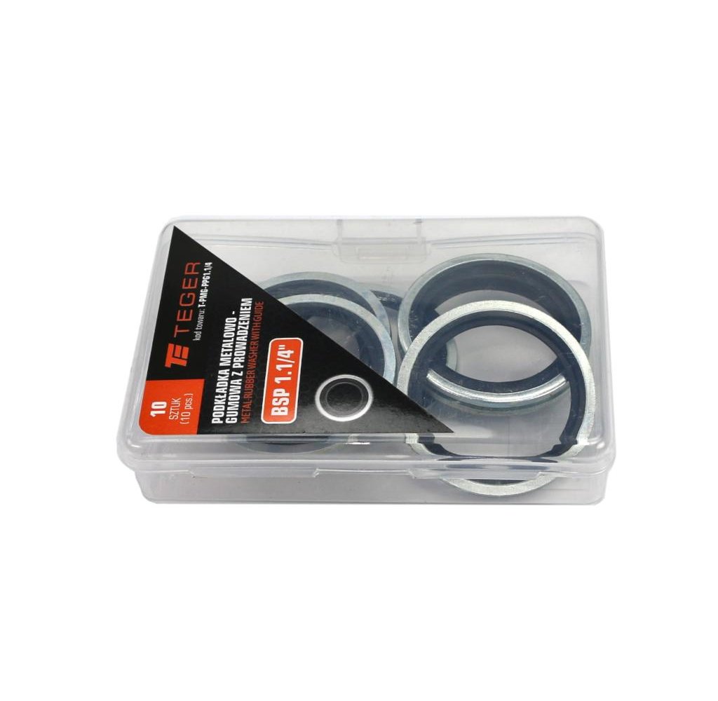 Podkładka metalowo gumowa z prowadzeniem BSP 1.1/4" TEGER ( sprzedawane po 10 )