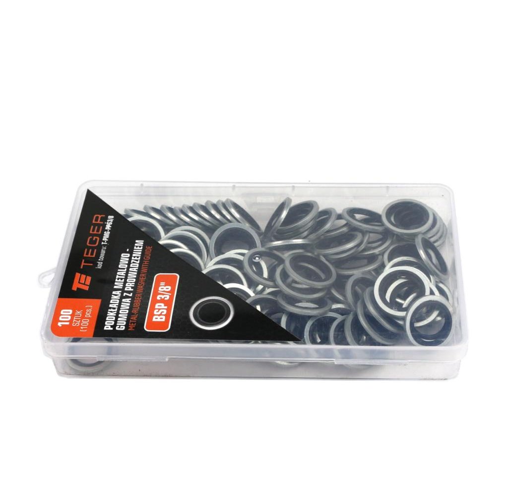 Podkładka metalowo gumowa z prowadzeniem BSP 3/8" TEGER (sprzedawane po 100 )